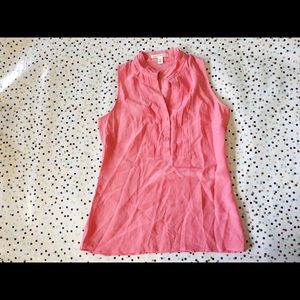 J. Crew Pink Silk Tuxedo Bib Sleeveless Blouse